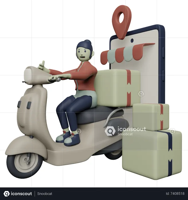 Delivery Girl going to deliver parcel  3D Illustration