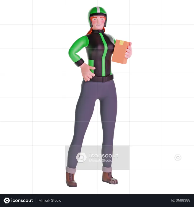 Delivery girl standing  3D Illustration