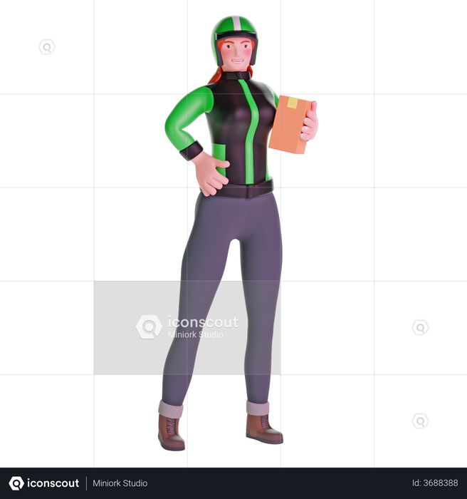 Delivery girl standing 3D Illustration