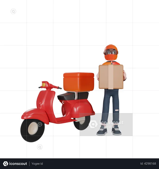 Delivery Guy holding delivery Parcel  3D Illustration