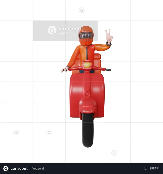Delivery Guy on scooter  3D Illustration