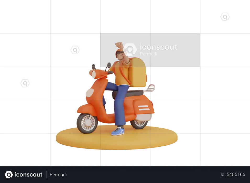 Delivery guy on scooter  3D Illustration