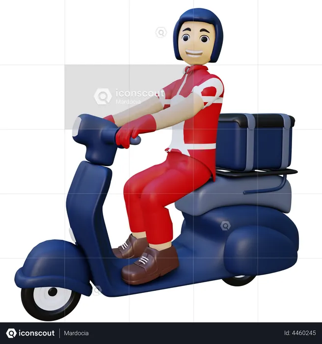 Delivery guy riding scooter  3D Illustration