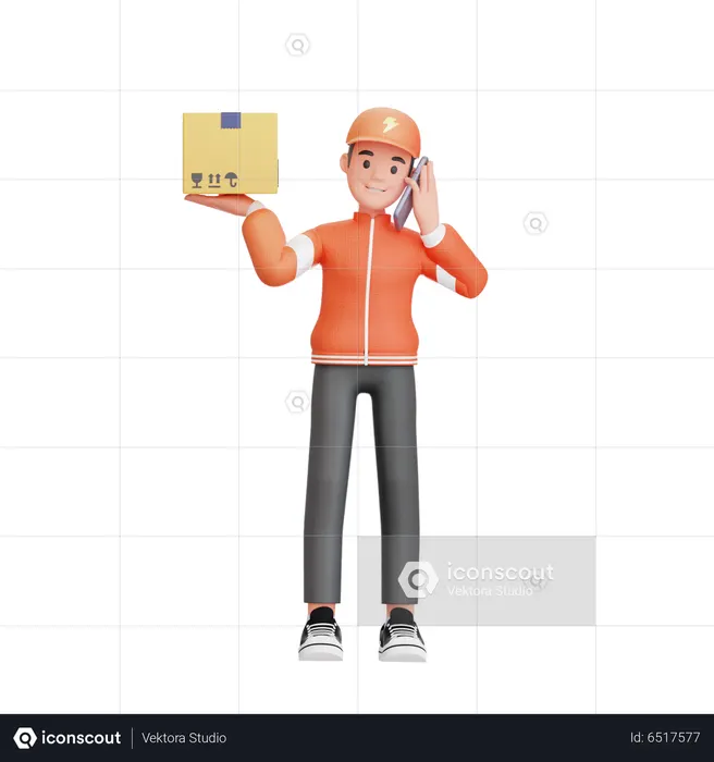 Delivery man calling customer  3D Icon