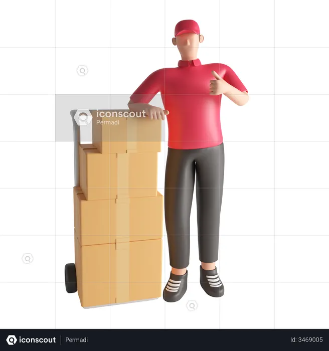 Delivery man checking a shipment  3D Illustration