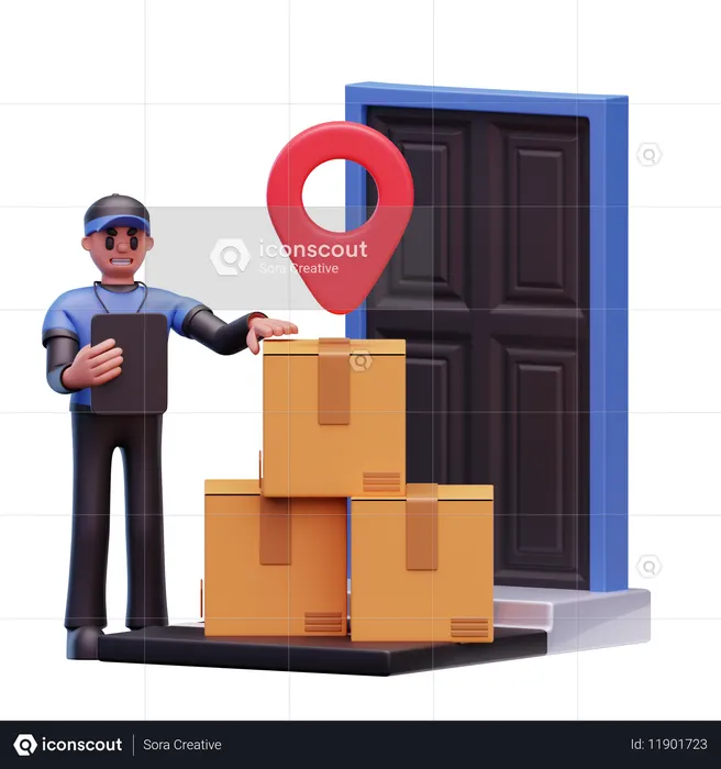 Delivery Man Checking Order List  3D Icon