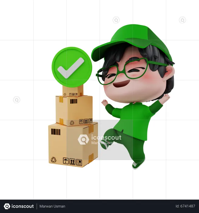 Delivery man completed delivery  3D Illustration