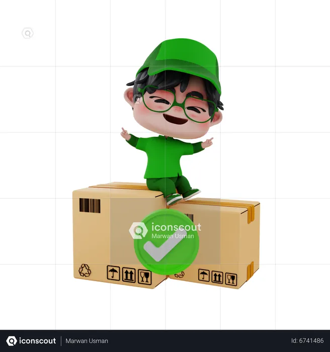 Delivery man completed delivery  3D Illustration