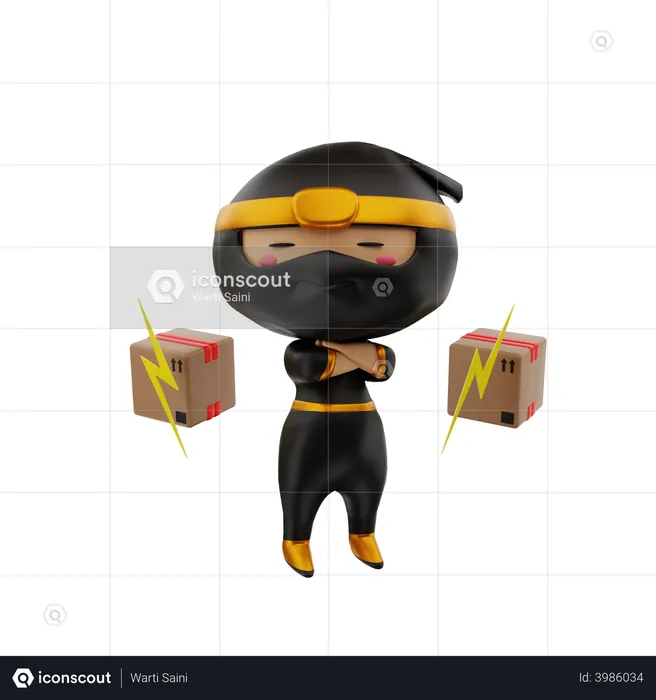 Delivery man completed shipment  3D Illustration