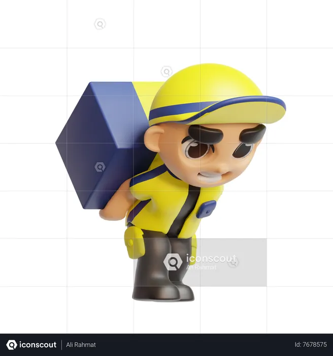 Delivery man delivering consignment  3D Icon