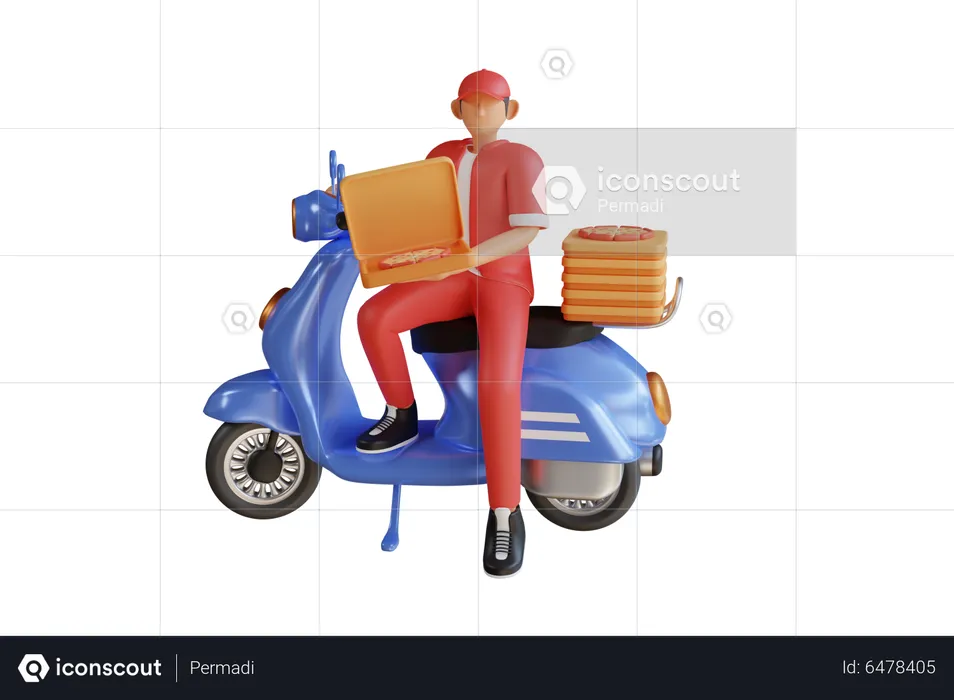 Delivery man delivering pizza  3D Illustration