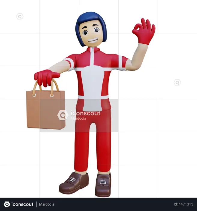 Delivery Man Doing Delivery  3D Illustration