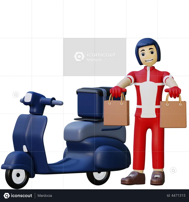 Delivery Man Doing Delivery  3D Illustration