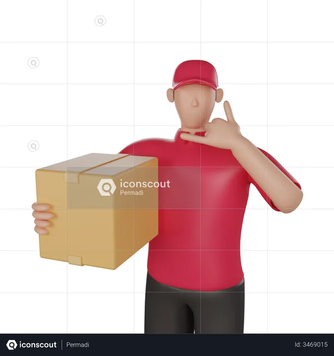 Delivery man doing delivery call  3D Illustration