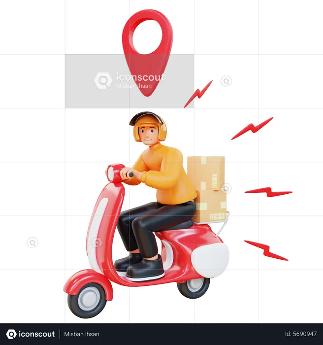 Delivery man doing delivery on location  3D Illustration