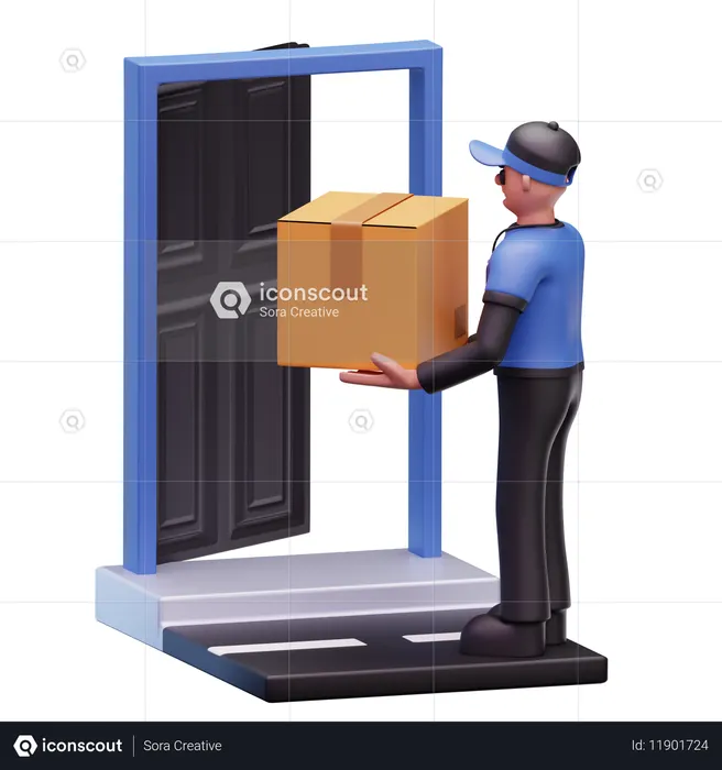 Delivery Man Doing Home Delivery  3D Icon