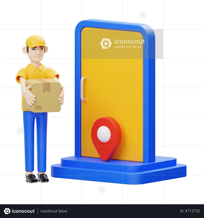 Delivery Man doing home delivery  3D Icon