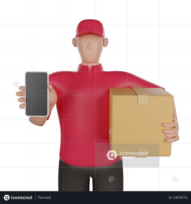 Delivery man doing online delivery 3D Illustration