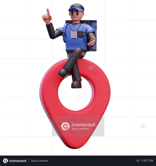 Delivery Man Find Delivery Location  3D Icon