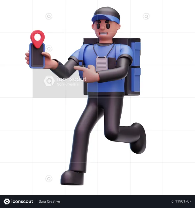 Delivery Man Finding Delivery Location  3D Icon