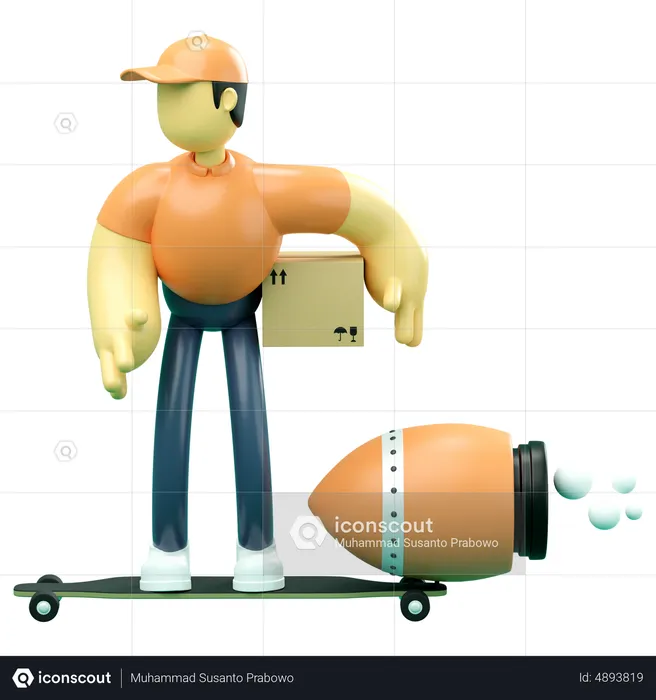 Delivery man giving express delivery service  3D Illustration