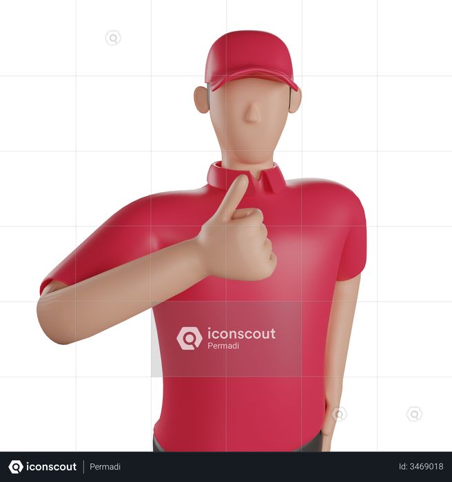 Delivery man giving good review 3D Illustration