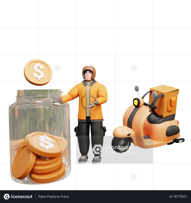 Delivery Man Having Salary  3D Illustration