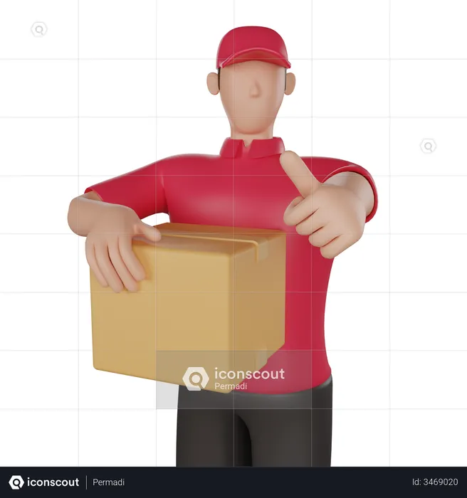 Delivery man holding a customer's goods  3D Illustration