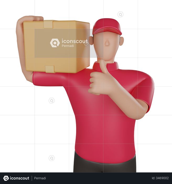 Delivery man holding a customer's goods 3D Illustration