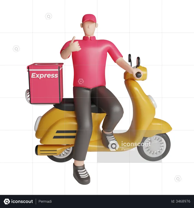 Delivery man on bike  3D Illustration