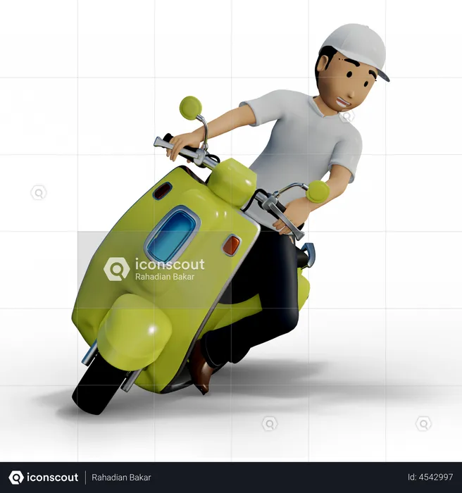 Delivery man on scooter  3D Illustration