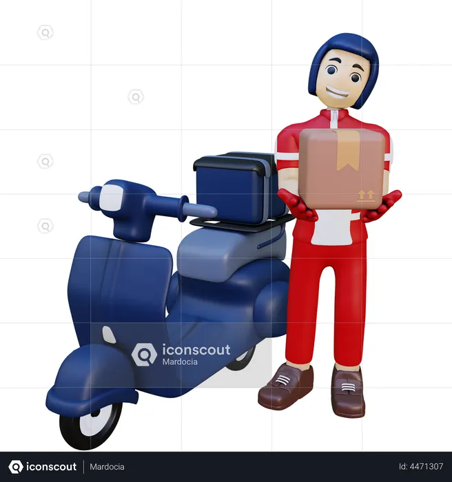 Delivery Man Reached at Delivery Location  3D Illustration