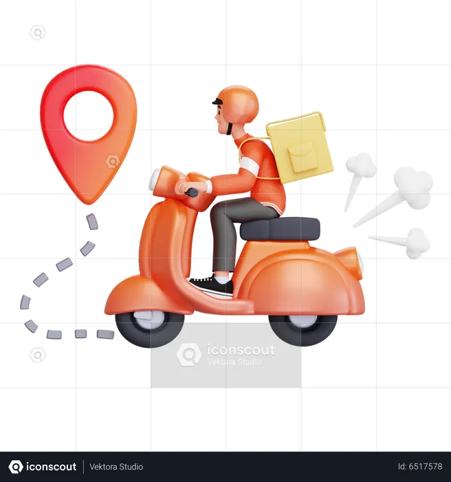 Delivery man reaching to delivery location  3D Illustration
