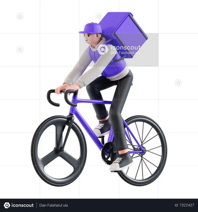 Delivery man riding bike  3D Illustration
