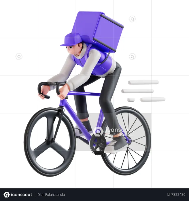 Delivery man riding cycle  3D Illustration