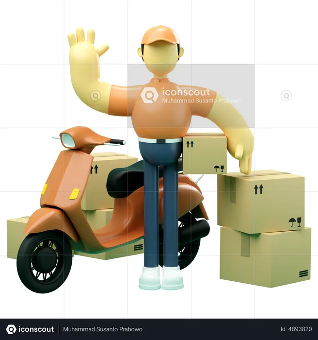 Delivery man saying hello  3D Illustration