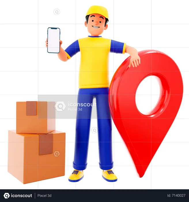 Delivery Man Send Package At Home  3D Illustration