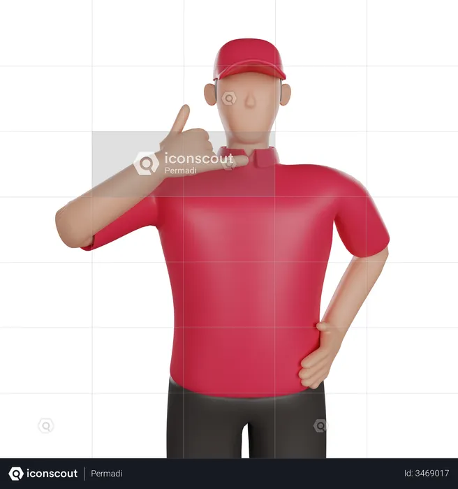 Delivery man showing calling gesture  3D Illustration