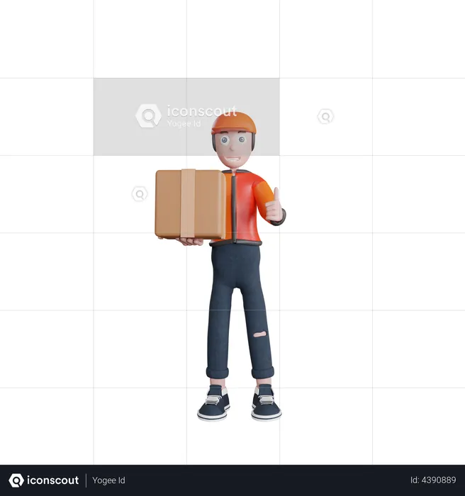 Delivery man showing thumbs up  3D Illustration