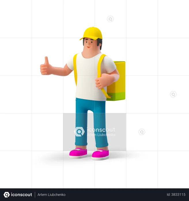 Delivery Man showing thumbs up gesture  3D Illustration