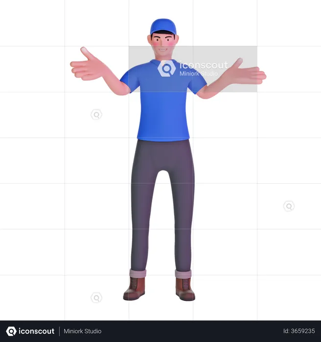 Delivery man standing  3D Illustration
