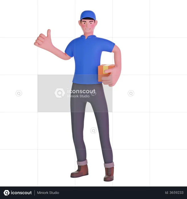Delivery man thumbs up  3D Illustration