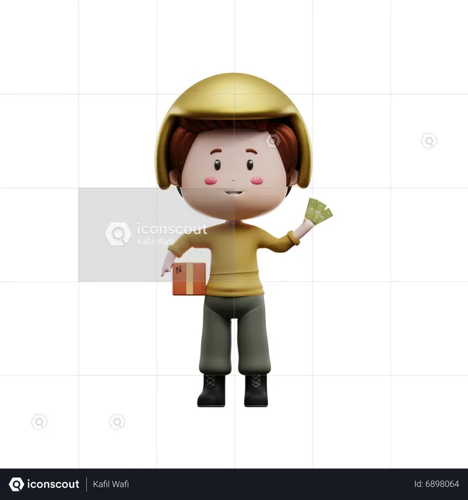 Delivery man with COD consignment  3D Illustration