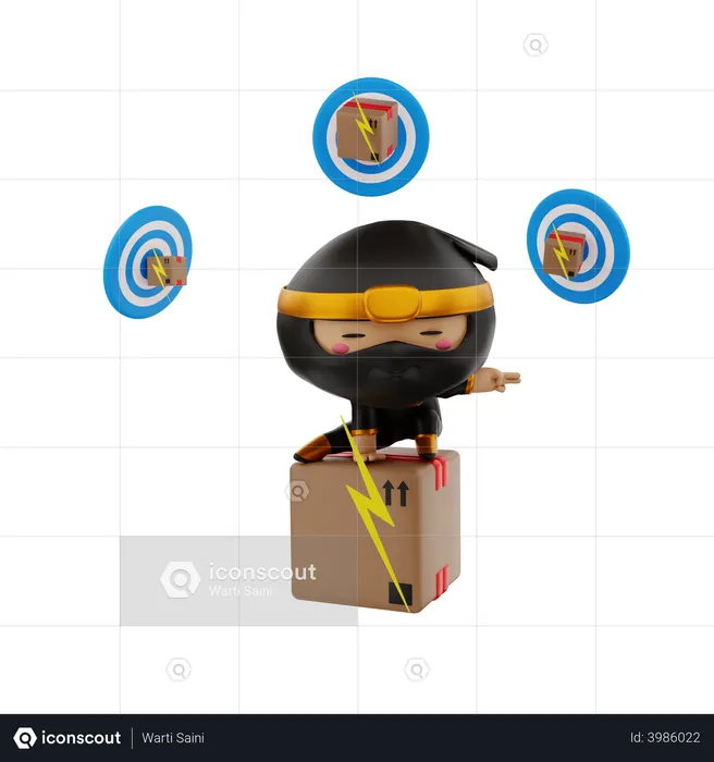 Delivery man with Delivery Target  3D Illustration