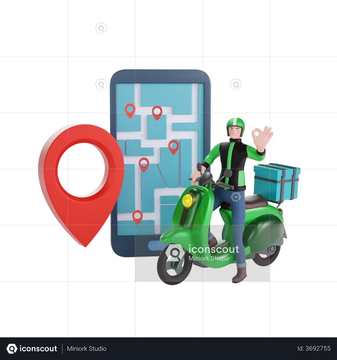 Delivery man with maps 3D Illustration