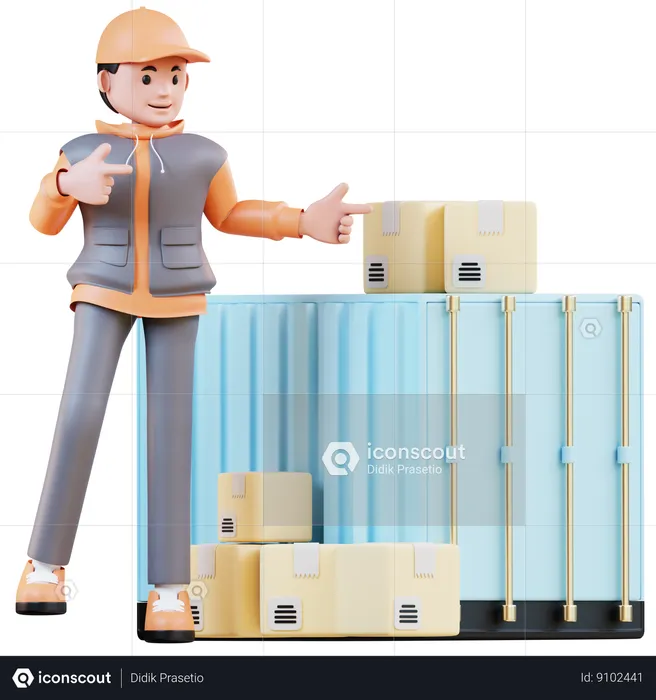 Delivery Of Package In Containers  3D Illustration