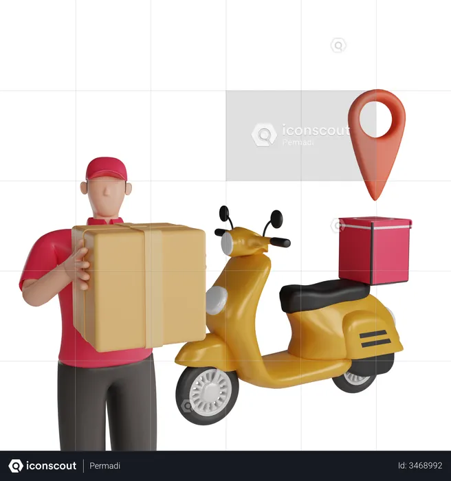 Delivery on scooter  3D Illustration
