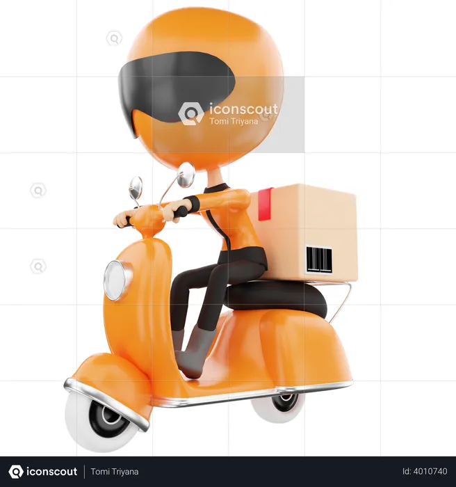 Delivery on Scooter  3D Illustration