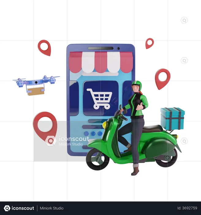 Delivery online shop 3D Illustration