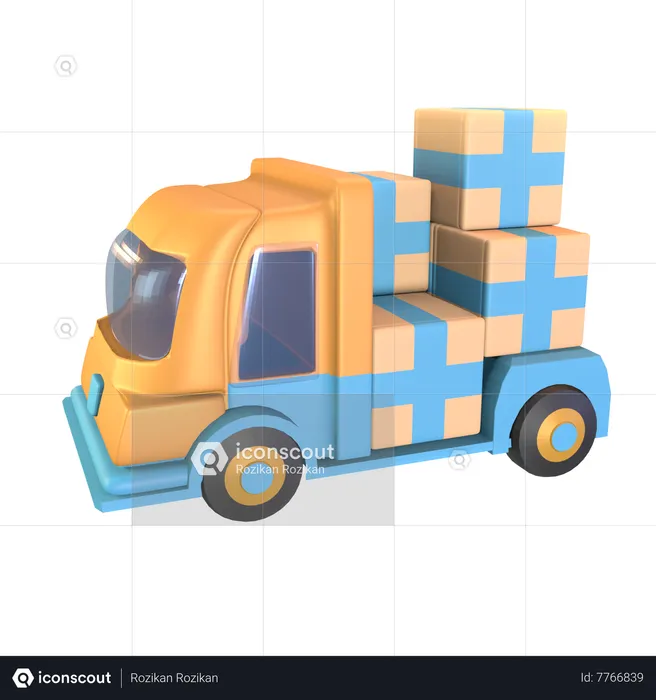 Delivery Package Car  3D Icon